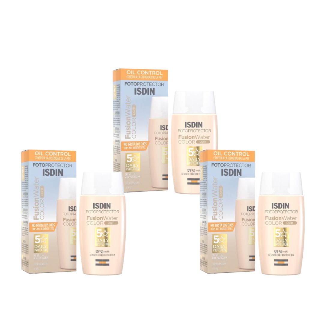 FOTOP ISDIN FUSION WATER SPF50+ COLOR LIGHT 50 ML X 3